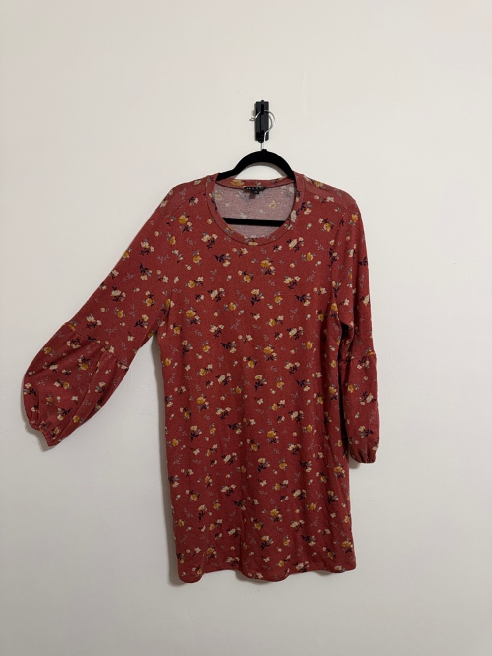 As U Wish Rust Floral Tunic Top with Soft Florals